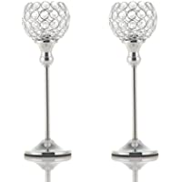 VINCIGANT Portavelas de Cristal Candelabros Plateado- Ideales para Bodas- Decoración Decoración navideña Juego de 2